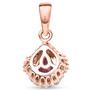 back view of purple sapphire and diamond pear halo pendant necklace in solid 10k rose gold