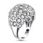 side view of moissanite dome ring in rhodium over sterling silver