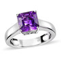 asscher cut amethyst solitaire ring in rhodium over sterling silver