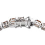 close up of andalusite tennis bracelet in rhodium over sterling silver