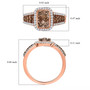 champagne and white diamond cluster halo ring in 18k rose gold over sterling silver shown for size comparison