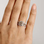 champagne and white diamond cluster halo ring in 18k rose gold over sterling silver worn on a hand