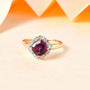 rhodolite garnet and diamond halo ring in 10k yellow gold live