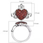 garnet heart cluster claddagh ring in rhodium over sterling silver shown for size comparison
