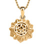 back view of garnet and white zircon cluster pendant necklace in 18k yellow gold over sterling silver