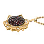 side view of garnet and white zircon cluster pendant necklace in 18k yellow gold over sterling silver