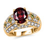 garnet chrome diopside and zircon ring in 18k yellow gold over sterling silver
