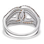 back view of garnet interlocking cluster ring in rhodium over sterling silver