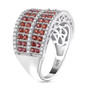 side view of orange sapphire and white zircon cluster band ring in rhodium over sterling silver