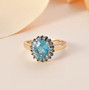 blue apatite blue and white diamond halo ring in 10k yellow gold live studio