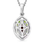 back view of garnet and chrome diopside pendant necklace in rhodium over sterling silver