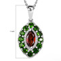garnet and chrome diopside pendant necklace in rhodium over sterling silver shown for size comparison