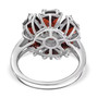 back view of garnet and white zircon cluster ring in rhodium over sterling silver