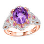 rose de france amethyst pink sapphire and white zircon halo ring in 18k rose gold over sterling silver