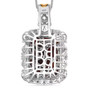 back view of garnet and white zircon pendant necklace in 18k yellow gold and rhodium over sterling silver