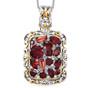 garnet and white zircon pendant necklace in 18k yellow gold and rhodium over sterling silver