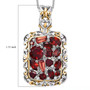 garnet and white zircon pendant necklace in 18k yellow gold and rhodium over sterling silver shown for size comparison
