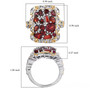 garnet and white zircon ring in 18k yellow gold and rhodium over sterling silver shown for size comparison