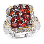 garnet and white zircon ring in 18k yellow gold and rhodium over sterling silver
