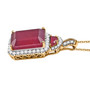 side view of ruby (ff) and white zircon pendant necklace in 18k yellow gold over sterling silver