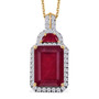 ruby (ff) and white zircon pendant necklace in 18k yellow gold over sterling silver