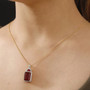 ruby (ff) and white zircon pendant necklace in 18k yellow gold over sterling silver worn around the neck