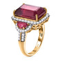 side view of ruby (ff) and white zircon ring in 18k yellow gold over sterling silver