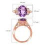 amethyst and white zircon ring in 18k rose gold over sterling silver shown for size comparison