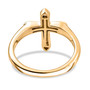 back view of lab diamond cross ring in 18k yellow gold over sterling silver