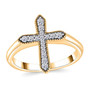 lab diamond cross ring in 18k yellow gold over sterling silver