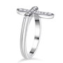 side view of lab diamond cross ring in rhodium over sterling silver