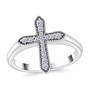 lab diamond cross ring in rhodium over sterling silver