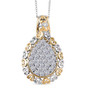 lab diamond cluster pendant necklace in 18k yellow gold and rhodium over sterling silver