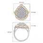 lab diamond cluster ring in 18k yellow gold and rhodium over sterling silver shown for size comparison