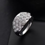 lab diamond cluster ring in rhodium over sterling silver shown in a lifestyle photo