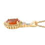 side view of spessartine garnet yellow and white diamond halo pendant necklace in solid 14k yellow gold