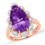 pear amethyst and white zircon ring in 18k rose gold over sterling silver