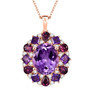 rose de france amethyst multi gemstone pendant necklace in 18k rose gold over sterling silver
