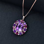 rose de france amethyst multi gemstone pendant necklace in 18k rose gold over sterling silver shown in a lifestyle photo
