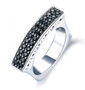 black spinel euro ring in rhodium over sterling silver