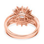 back view of morganite pink sapphire and diamond ring in 18k rose gold over sterling silver