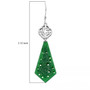 green jade fishhook earrings in rhodium over sterling silver shown for size comparison