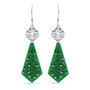 green jade fishhook earrings in rhodium over sterling silver