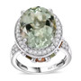 prasiolite multi tourmaline and zircon halo ring in rhodium over sterling silver