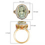 prasiolite multi tourmaline and zircon halo ring in 18k yellow gold over sterling silver shown for size comparison