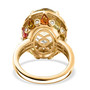 back view of prasiolite multi tourmaline and zircon halo ring in 18k yellow gold over sterling silver