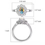 mercury mist topaz and white zircon halo ring in rhodium over sterling silver shown for size comparison