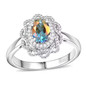 mercury mist topaz and white zircon halo ring in rhodium over sterling silver