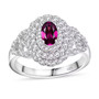 rhodolite garnet and moissanite ring in rhodium over sterling silver