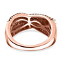 back view of champagne diamond crossover band ring in 18k rose gold over sterling silver